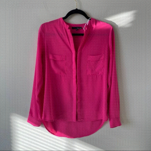 RO&DE Hot Pink Hidden Button Down Long Sleeve